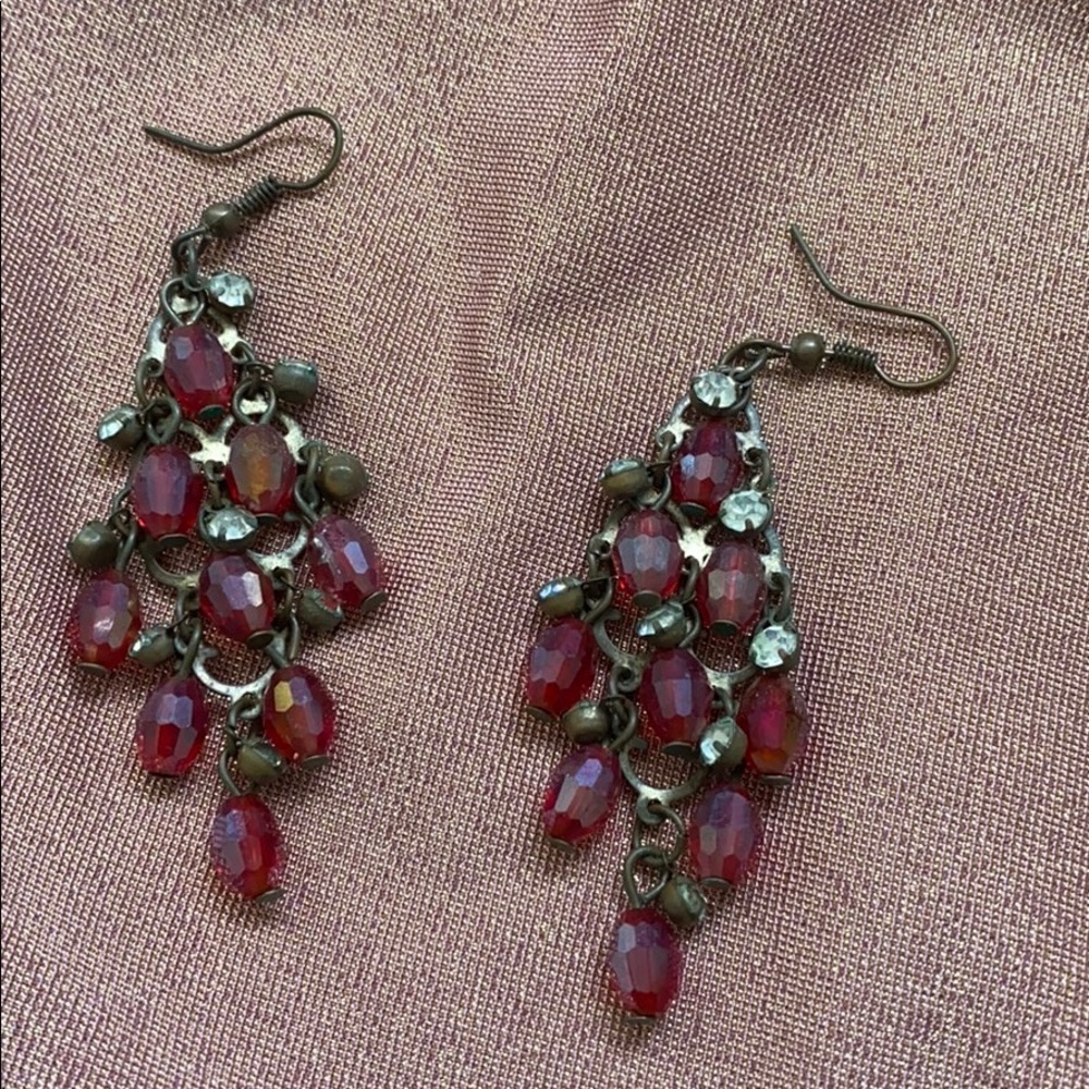 Red and silver earrings